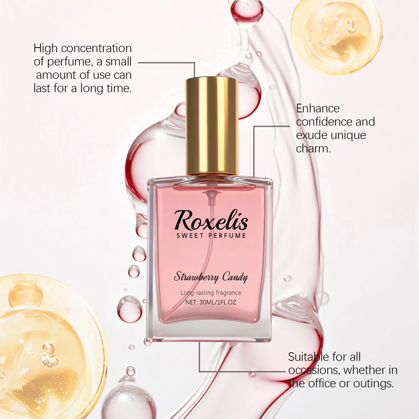 Strawberry Candy Sweet Fragrance Portable Natural Fruity Aroma Fresh & Girlish Daily Dating Commuting Women's Perfume Spray