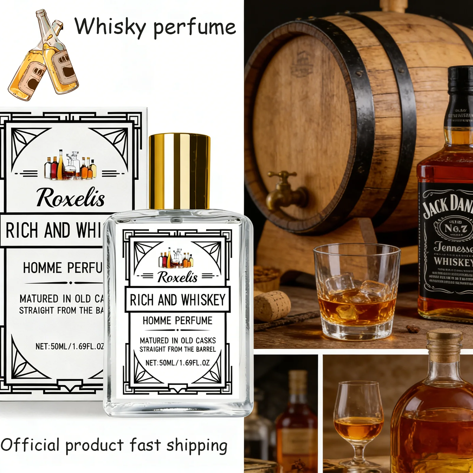 Roxelis 50ml Charm Whisky Men's perfume Gulong Fragrance Fragrance Elegant Fresh Charm Fragrance for Men perfume