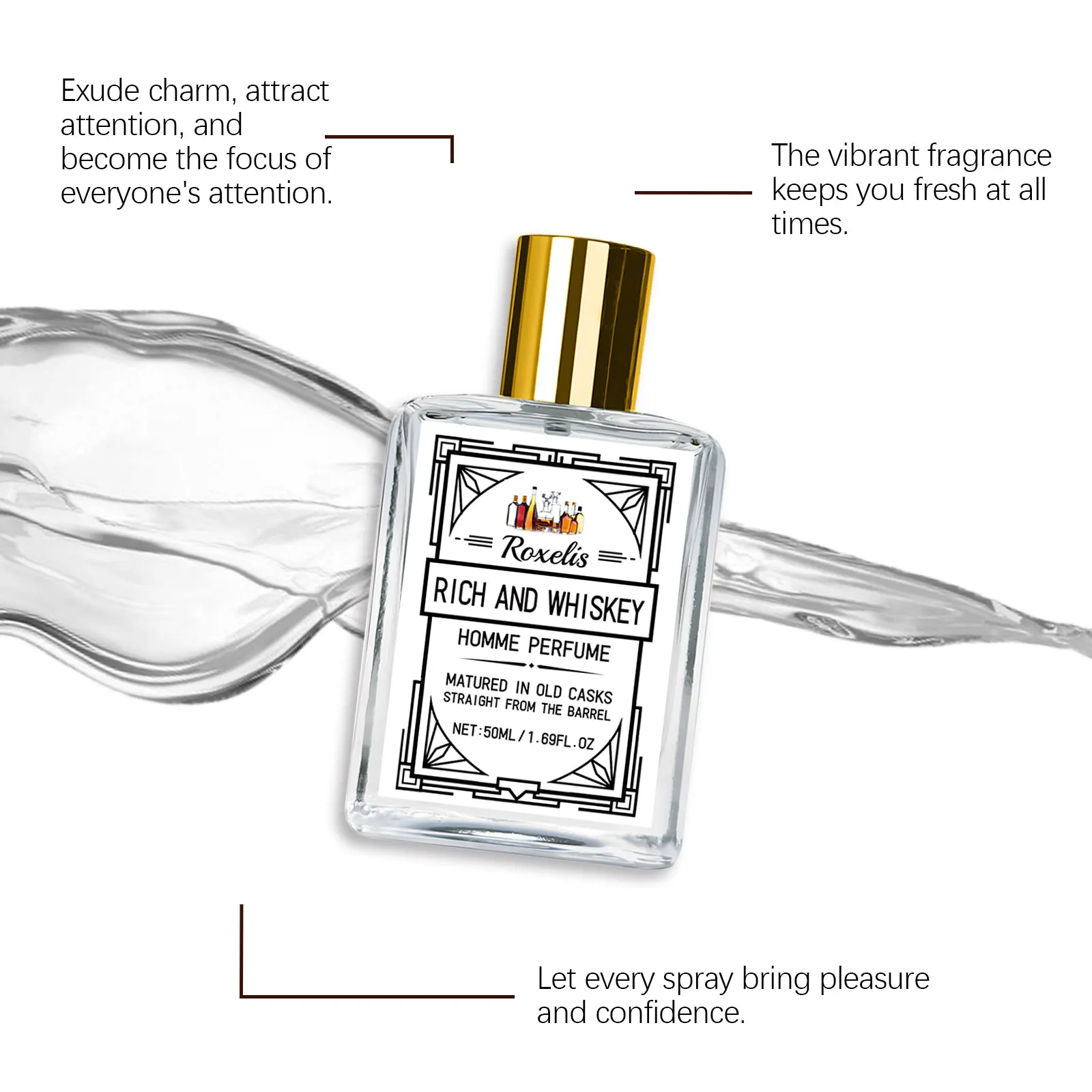 Roxelis 50ml Charm Whisky Men's perfume Gulong Fragrance Fragrance Elegant Fresh Charm Fragrance for Men perfume