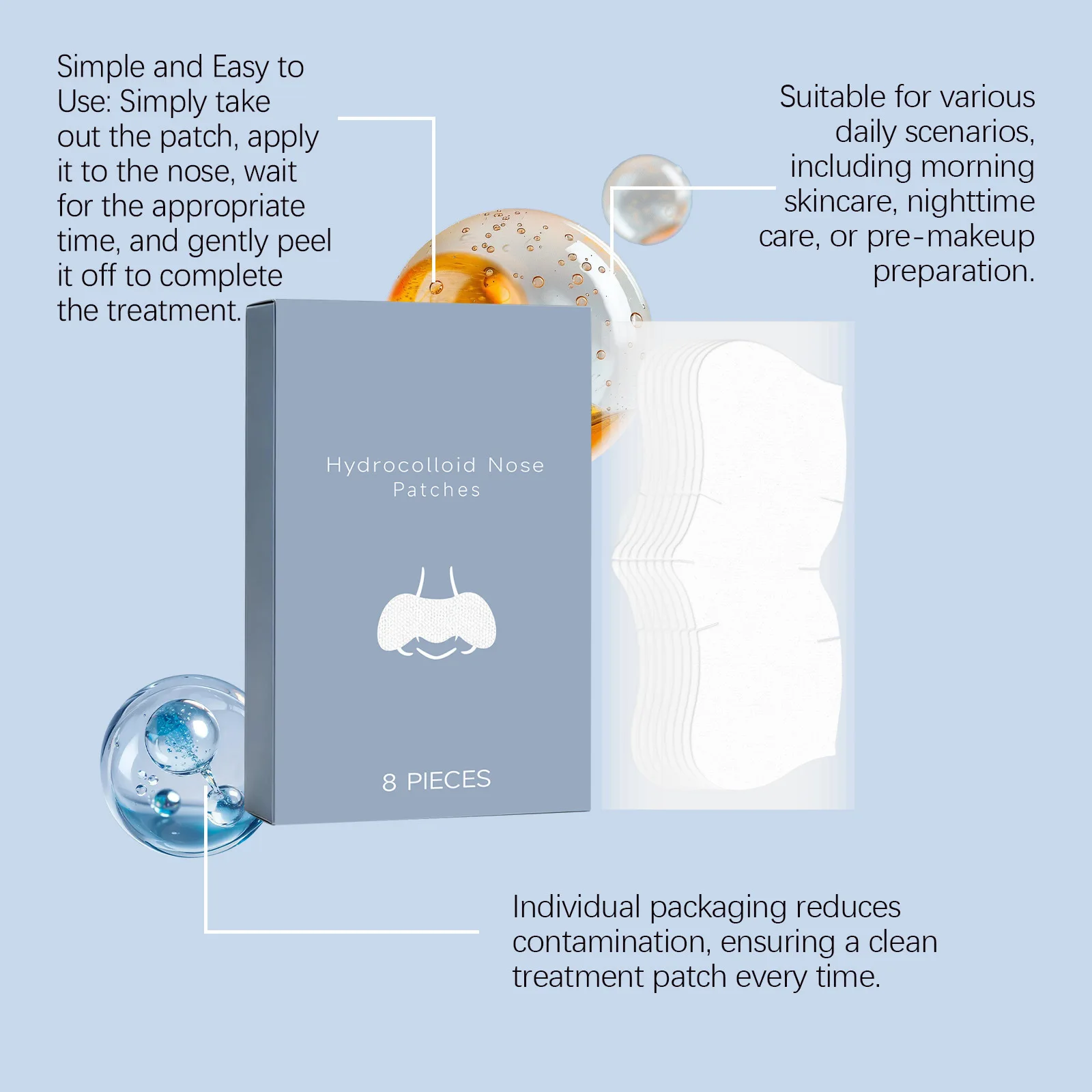 Nicotinamide Nose Patches Clean Excess Oil Unclog Pores Remove Blackheads Smooth Rough Skin Hyaluronic Acid Pore Cleansing Patch