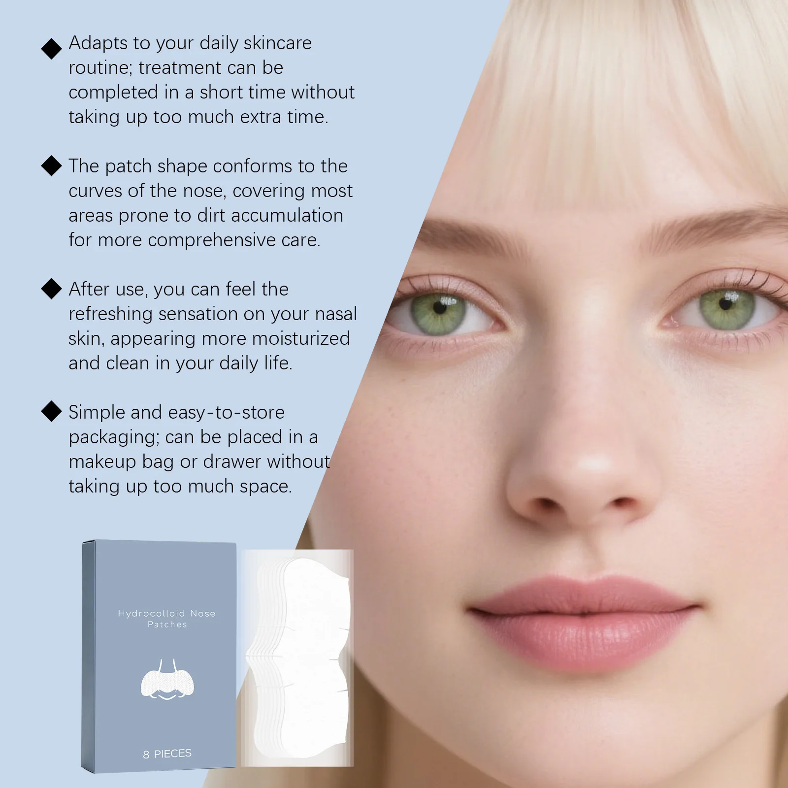 Nicotinamide Nose Patches Clean Excess Oil Unclog Pores Remove Blackheads Smooth Rough Skin Hyaluronic Acid Pore Cleansing Patch