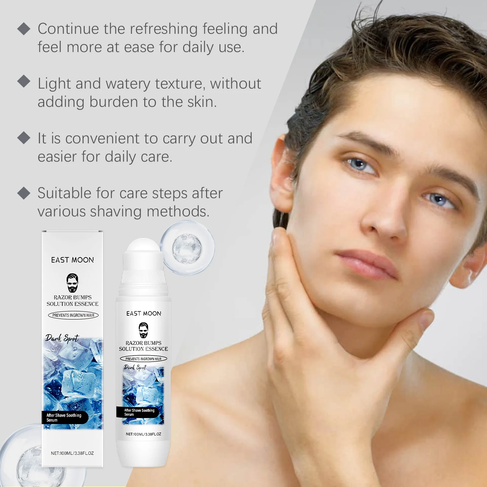 East Moon Men Aftershave Care Essence Reduce Damaged Moisturize Dry Soothing Pain Growth Inhibition Beard Remove Nourish Serums