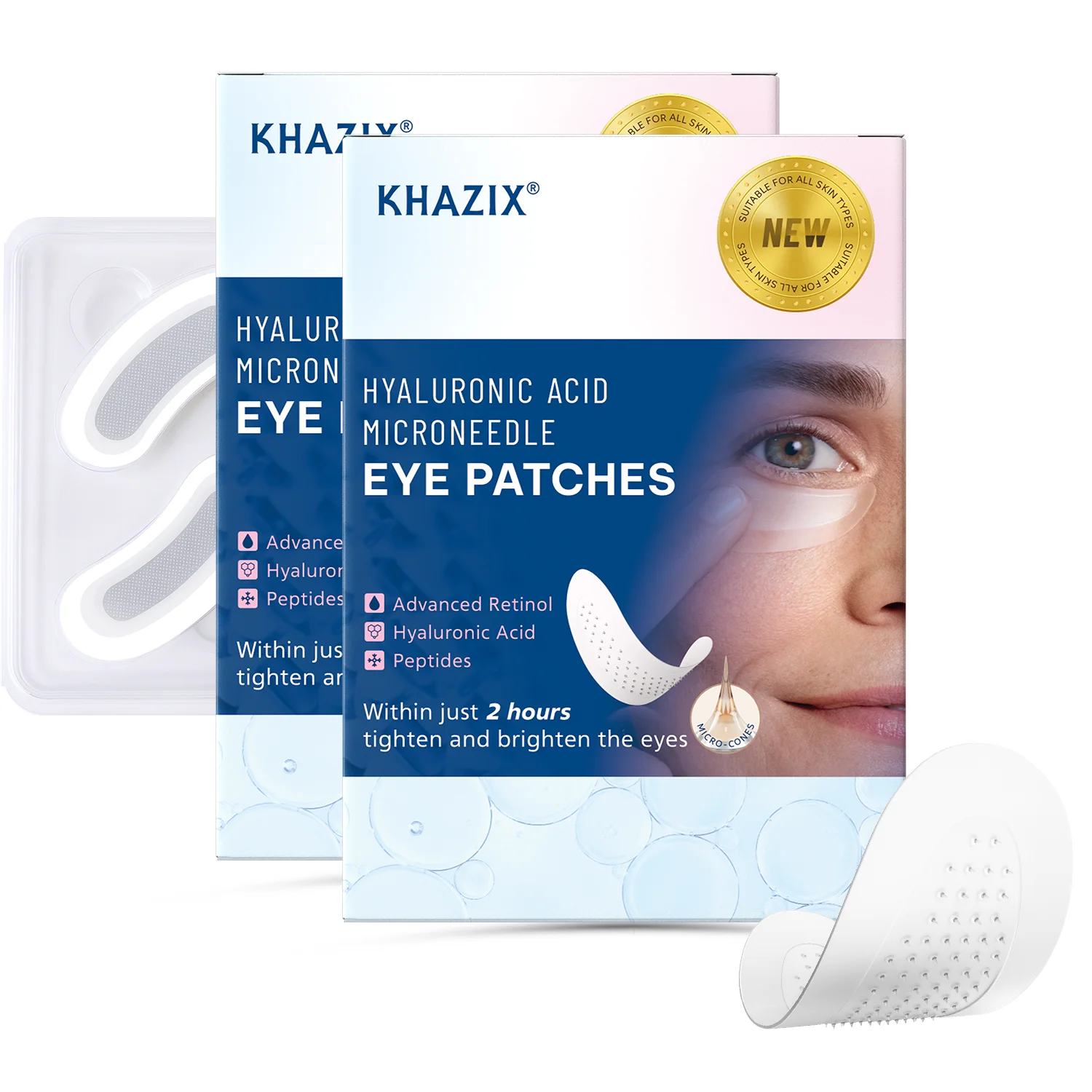 Retinol Microneedle Eye Patches with Hyaluronic Acid & Firming Peptides,for Forehead, Eye Area, Crow's Feet & Smile Lines,1Pair.