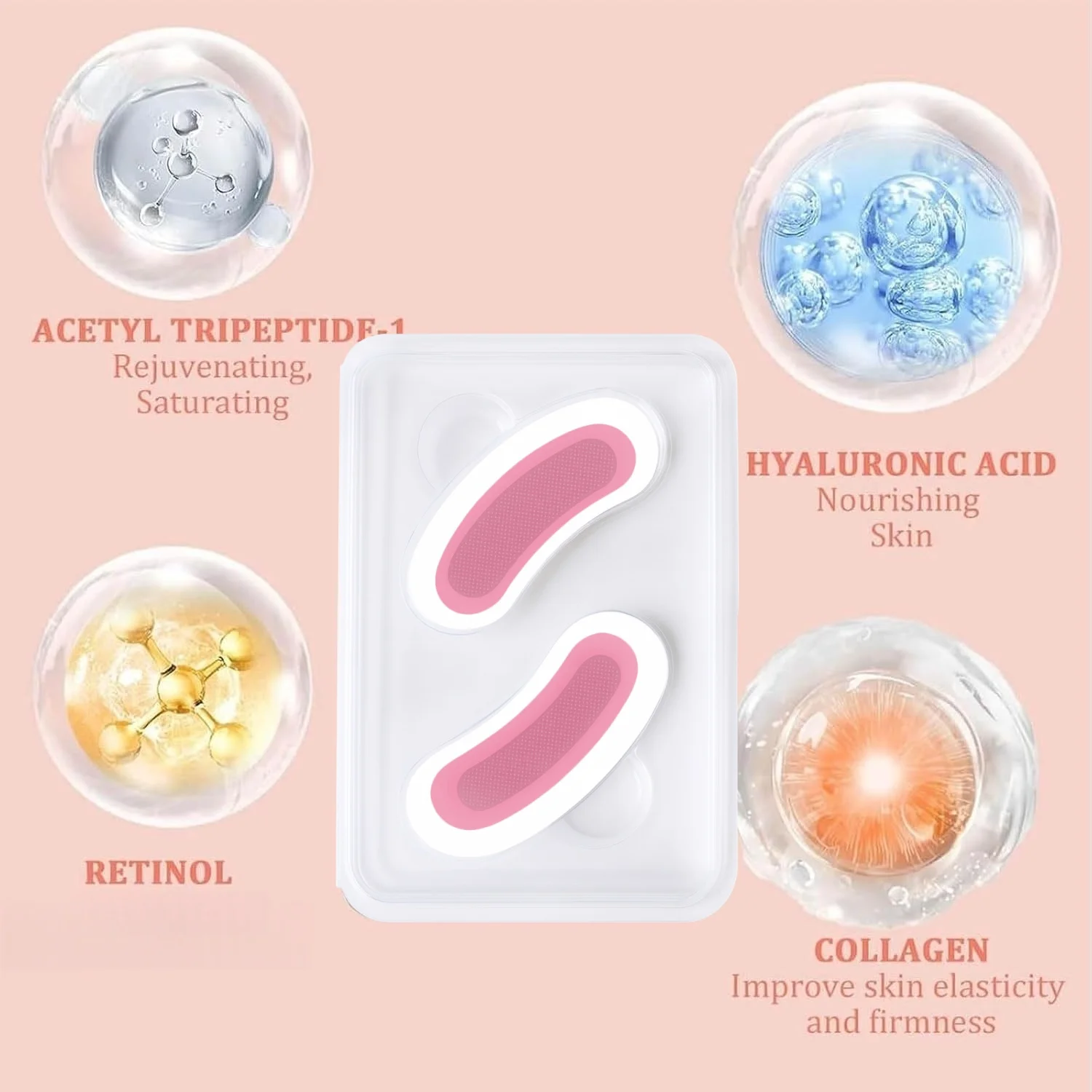 Retinol Microneedle Eye Patches with Hyaluronic Acid & Firming Peptides,for Forehead, Eye Area, Crow's Feet & Smile Lines,1Pair.