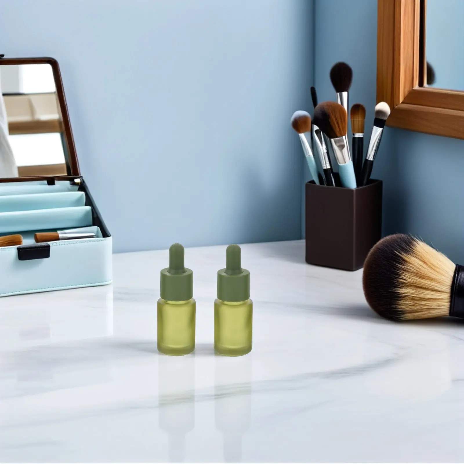 3Pcs 15Ml Green Frosted Glass Dropper Bottles for Essential Oils Aromatherapy Skincare Serums Perfume Use Empty