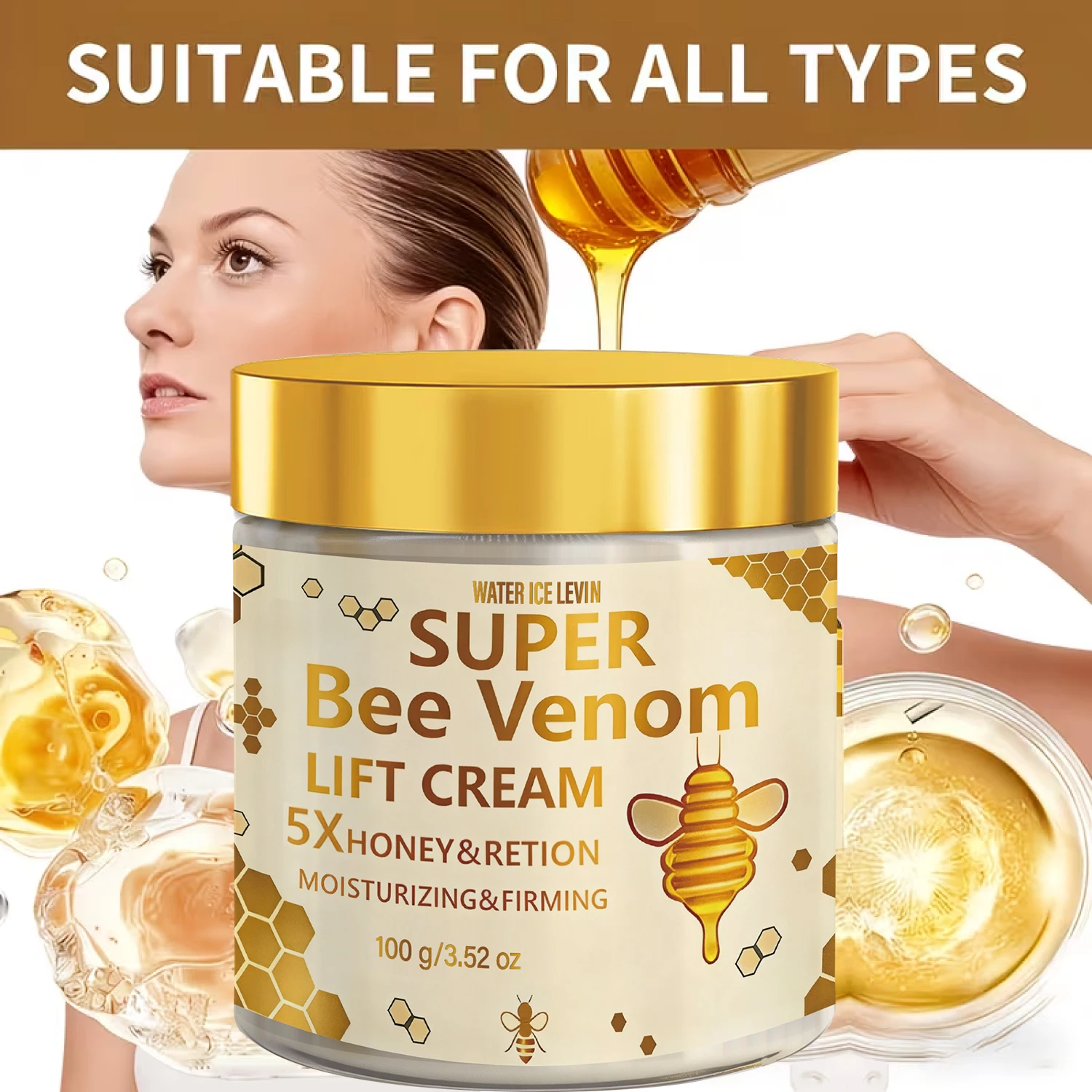 Super Bee Venom Lift Firming Face Cream, with Retinol & Hyaluronic Acid, Moisturizing Anti-Aging, Niacinamide