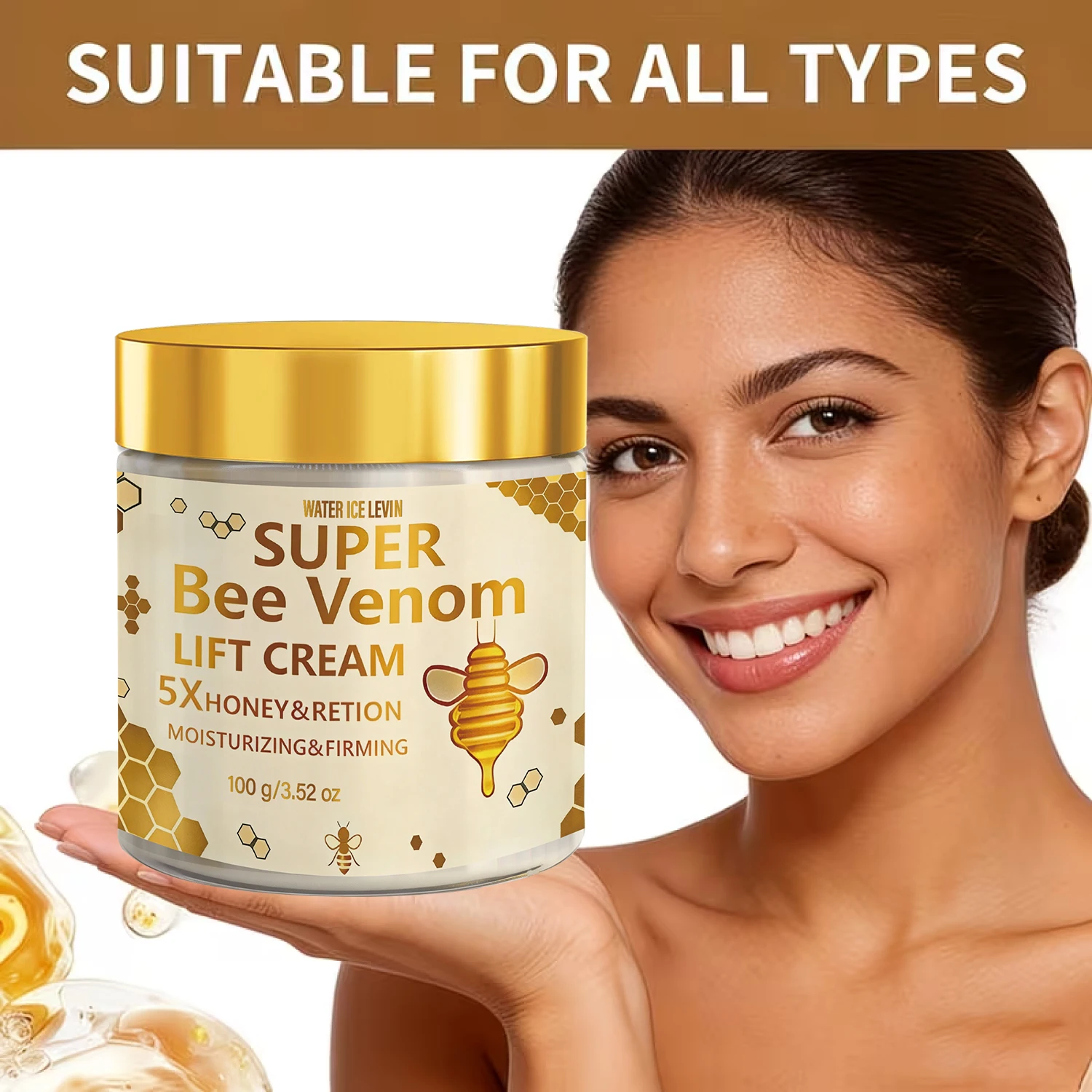 Super Bee Venom Lift Firming Face Cream, with Retinol & Hyaluronic Acid, Moisturizing Anti-Aging, Niacinamide