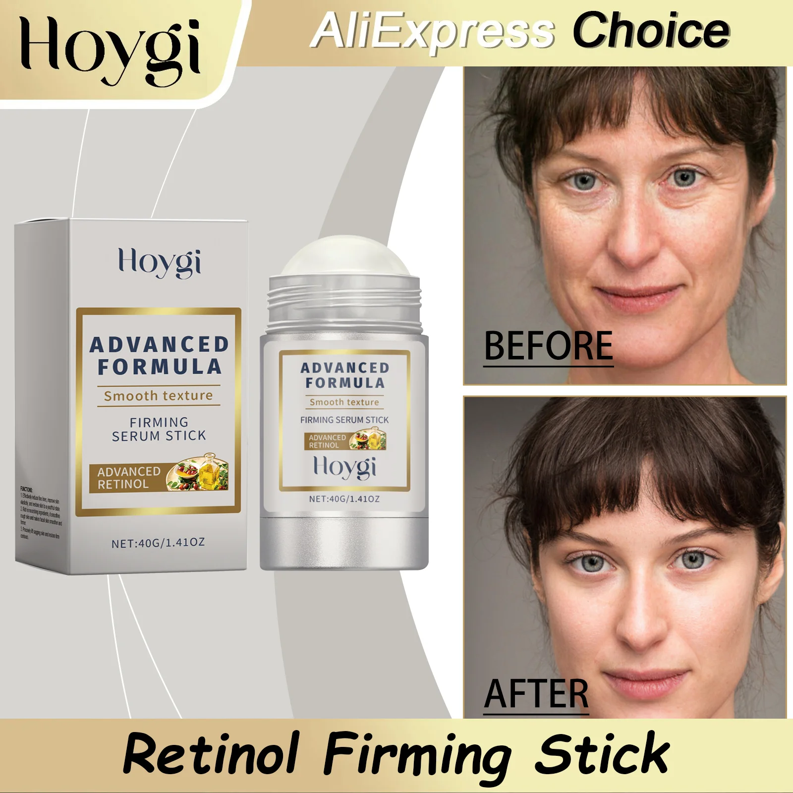 HOYGI Retinol Firming Stick Anti Wrinkle Lifting Firming Cream Hyaluronic Acid Hydrating Moisturize Smooth Fine Lines Face Cream
