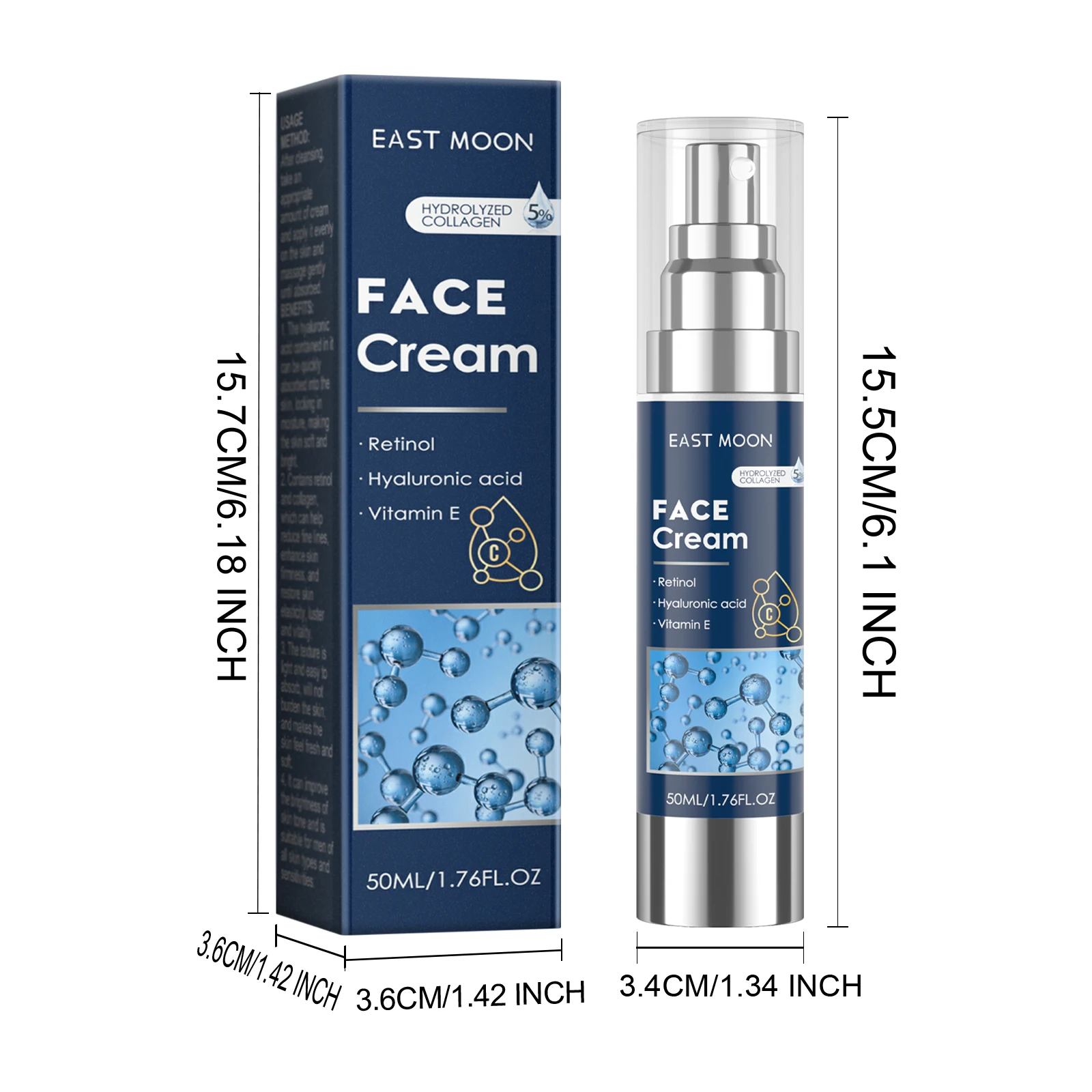 Men's Retinol Face Cream Hyaluronic Firming Lifting Brightening Fade Fine Lines Anti Puffiness Moisturizing Nourishing Skin Care