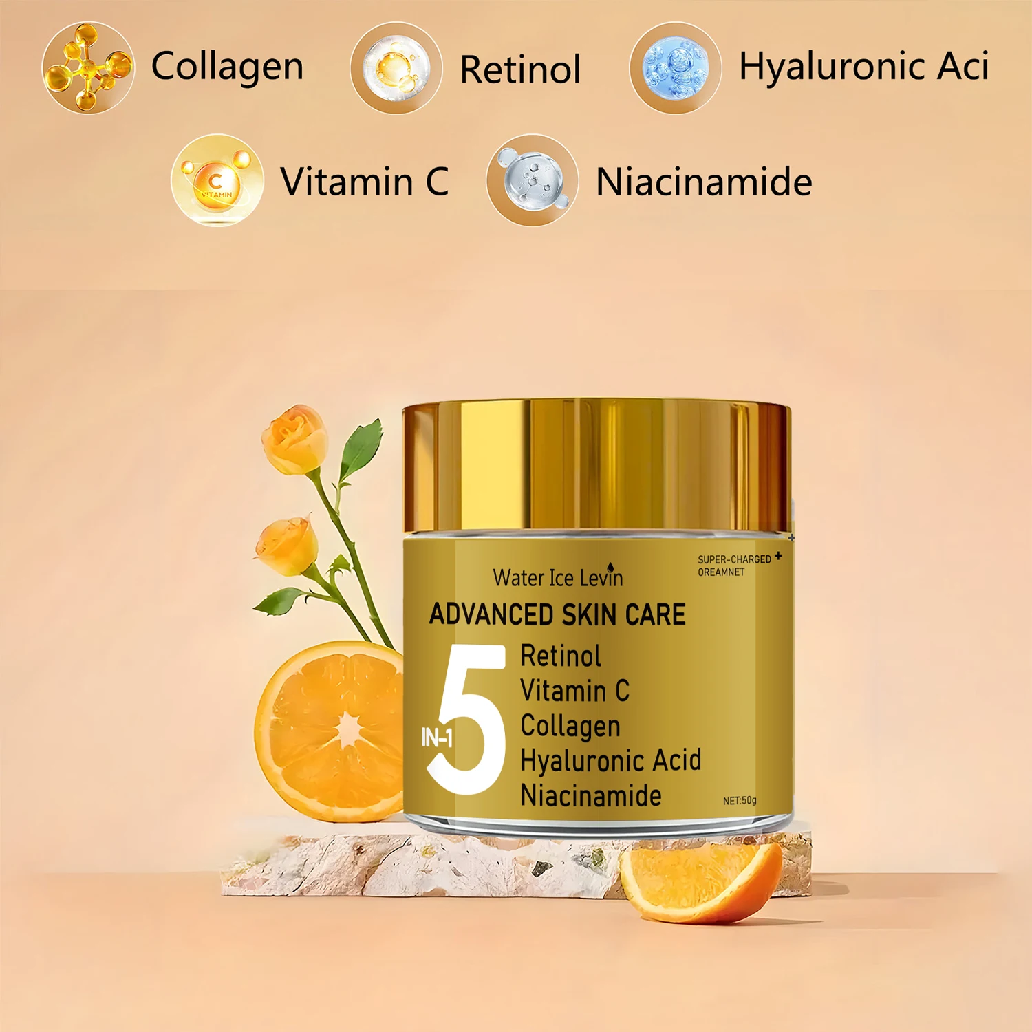 5-in-1 Facial Moisturizing Cream Containing Vitamin C, Collagen and E - Pore Moisture Formula, Suitable for All Skin Types, Non-Irritating