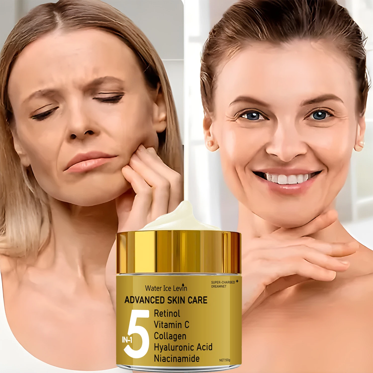 5-in-1 Facial Moisturizing Cream Containing Vitamin C, Collagen and E - Pore Moisture Formula, Suitable for All Skin Types, Non-Irritating