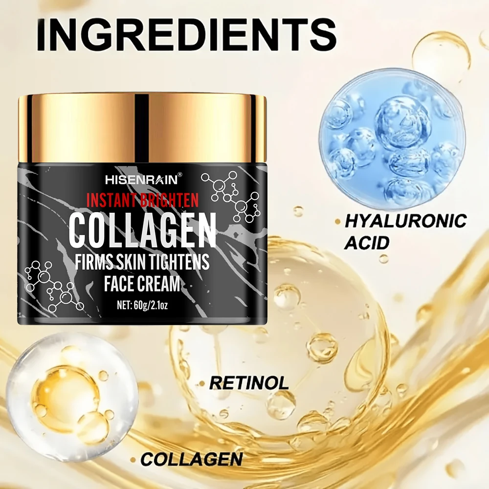 HISENRAIN Collagen & Retinol Face Cream for Men - Intense Moisture, Anti-Aging Hydration, Revitalizing Nourishing Skincare.