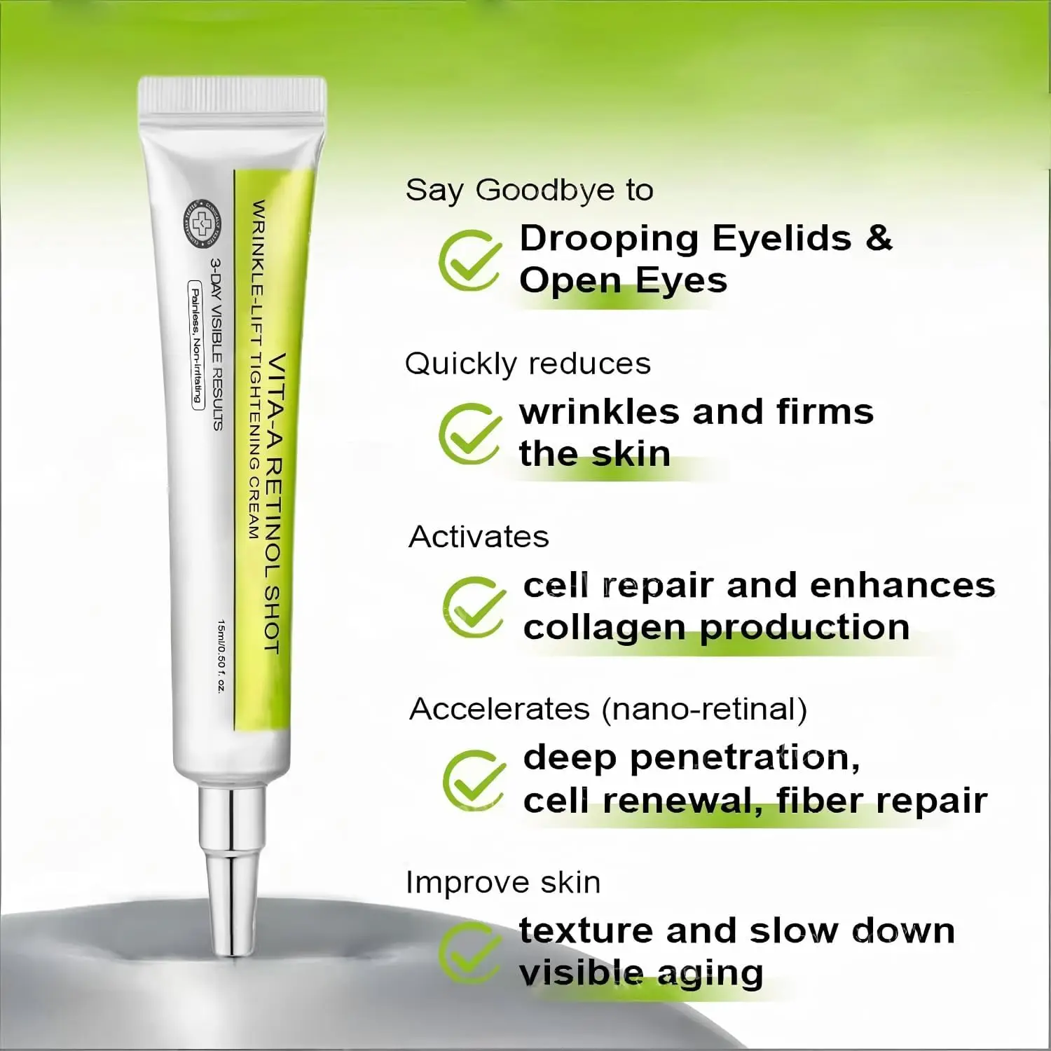 Retinol Shot Eye Face Cream Eye Cream Bightening Tightening Booster for Smoother Skin Care Fine Lines & Firmness 1/2/3pcs