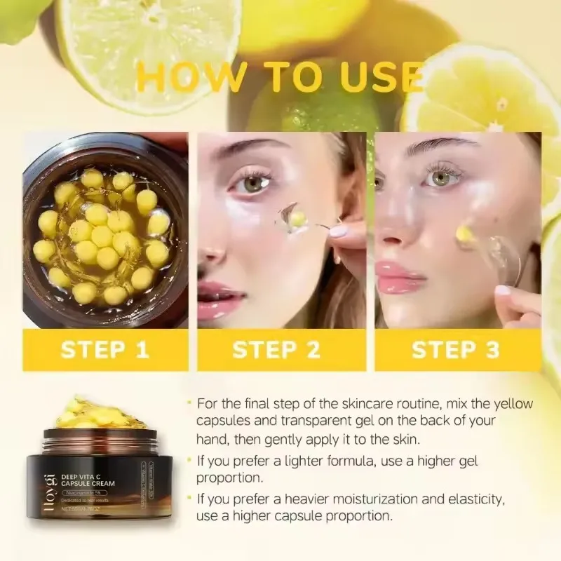 Deep Vitamin C Golden Capsule Face Moisturizer Liposome Capsules For Wrinkles Skin Radiance Glow Hydration Lightweight Skin Care