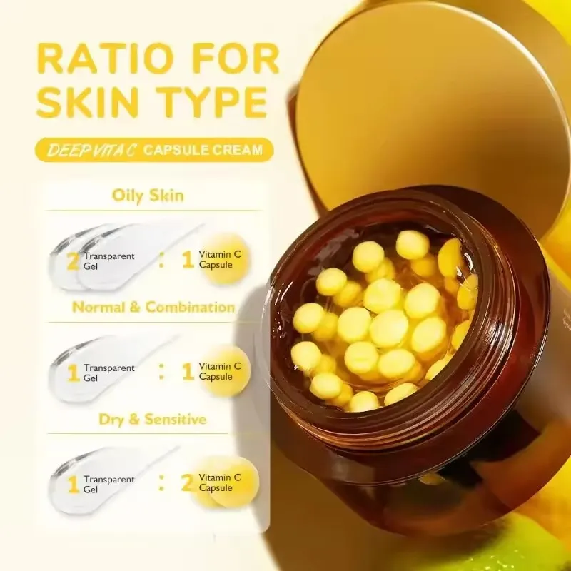 Deep Vitamin C Golden Capsule Face Moisturizer Liposome Capsules For Wrinkles Skin Radiance Glow Hydration Lightweight Skin Care