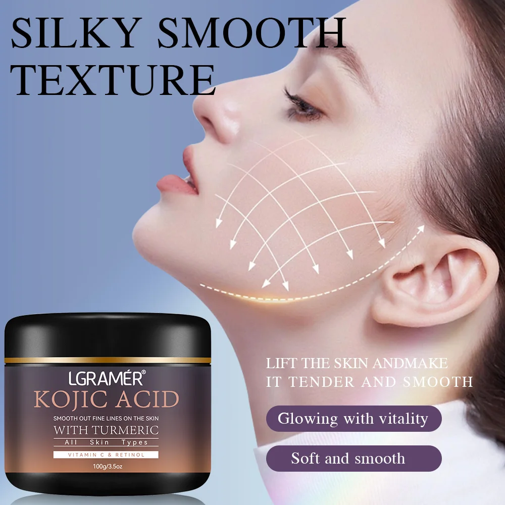 Kojic Acid Vitamin C &Turmeric Moisturizer Face Cream Fade Dark Spot Wrinkle Brightening Skin Firming Tighten Lighten Face Cream