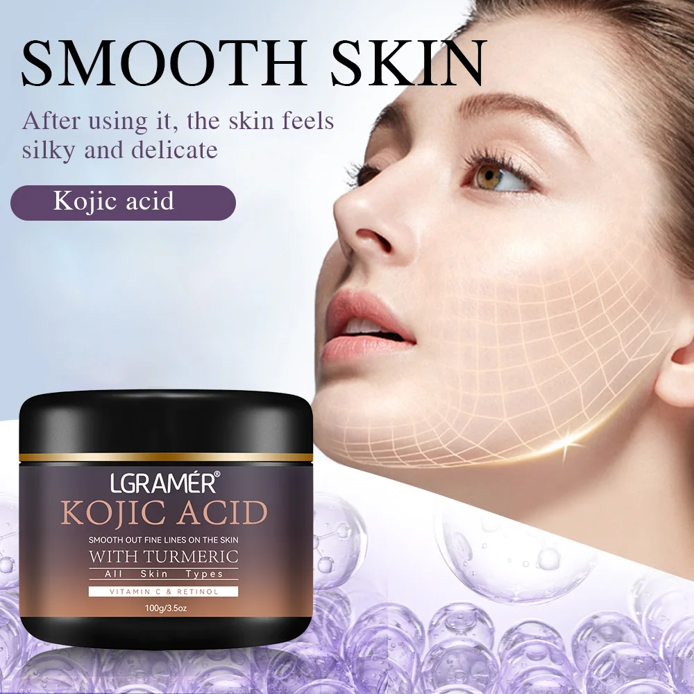Kojic Acid Vitamin C &Turmeric Moisturizer Face Cream Fade Dark Spot Wrinkle Brightening Skin Firming Tighten Lighten Face Cream