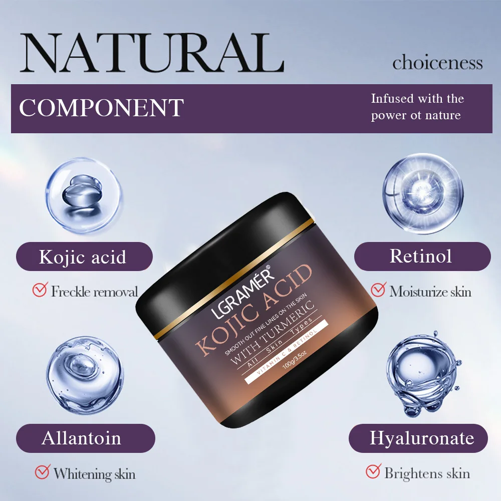Kojic Acid Vitamin C &Turmeric Moisturizer Face Cream Fade Dark Spot Wrinkle Brightening Skin Firming Tighten Lighten Face Cream
