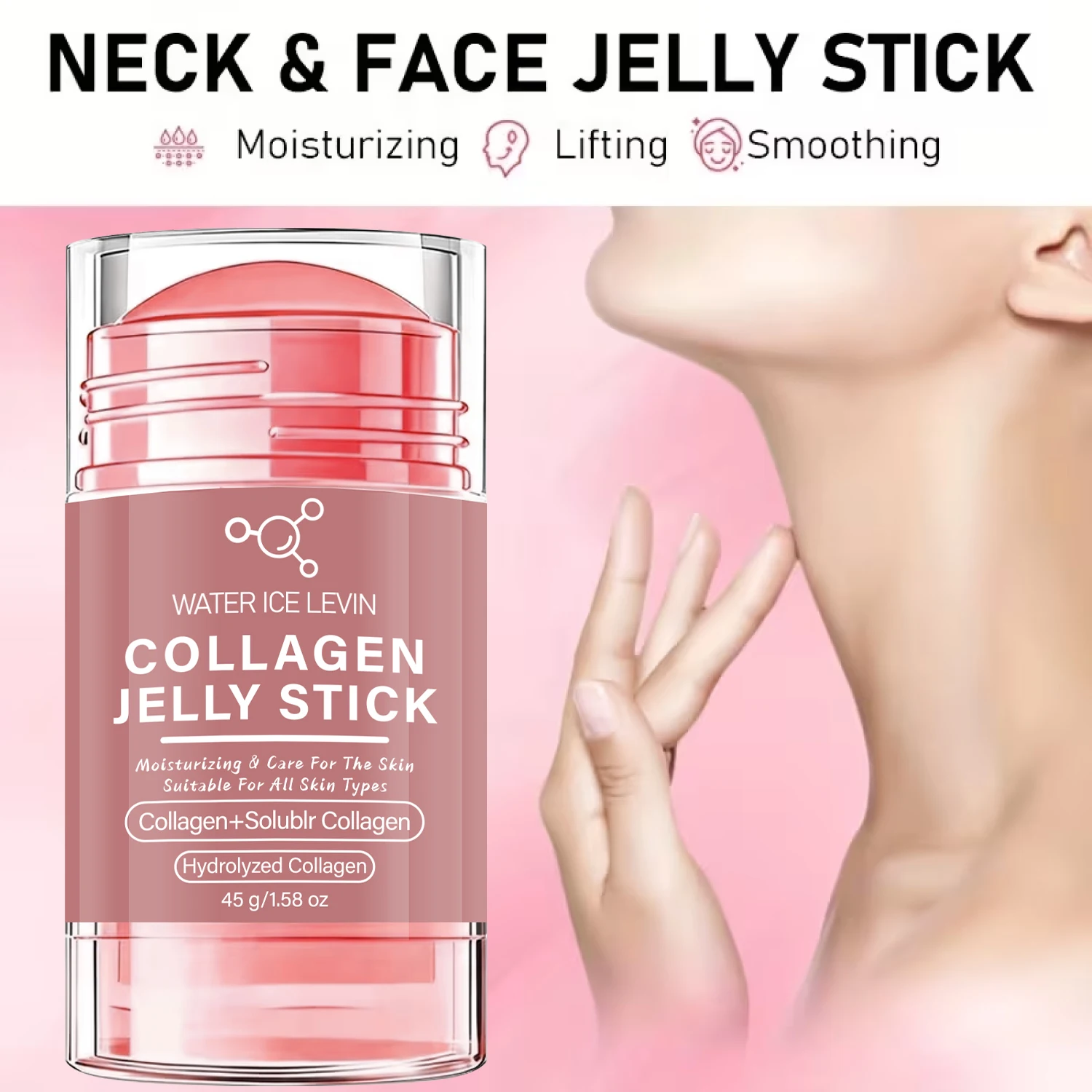 Collagen Jelly Stick 45g with Hyaluronic Acid & Vitamin C - Moisturizing Firming Facial Stick for All Skin Types