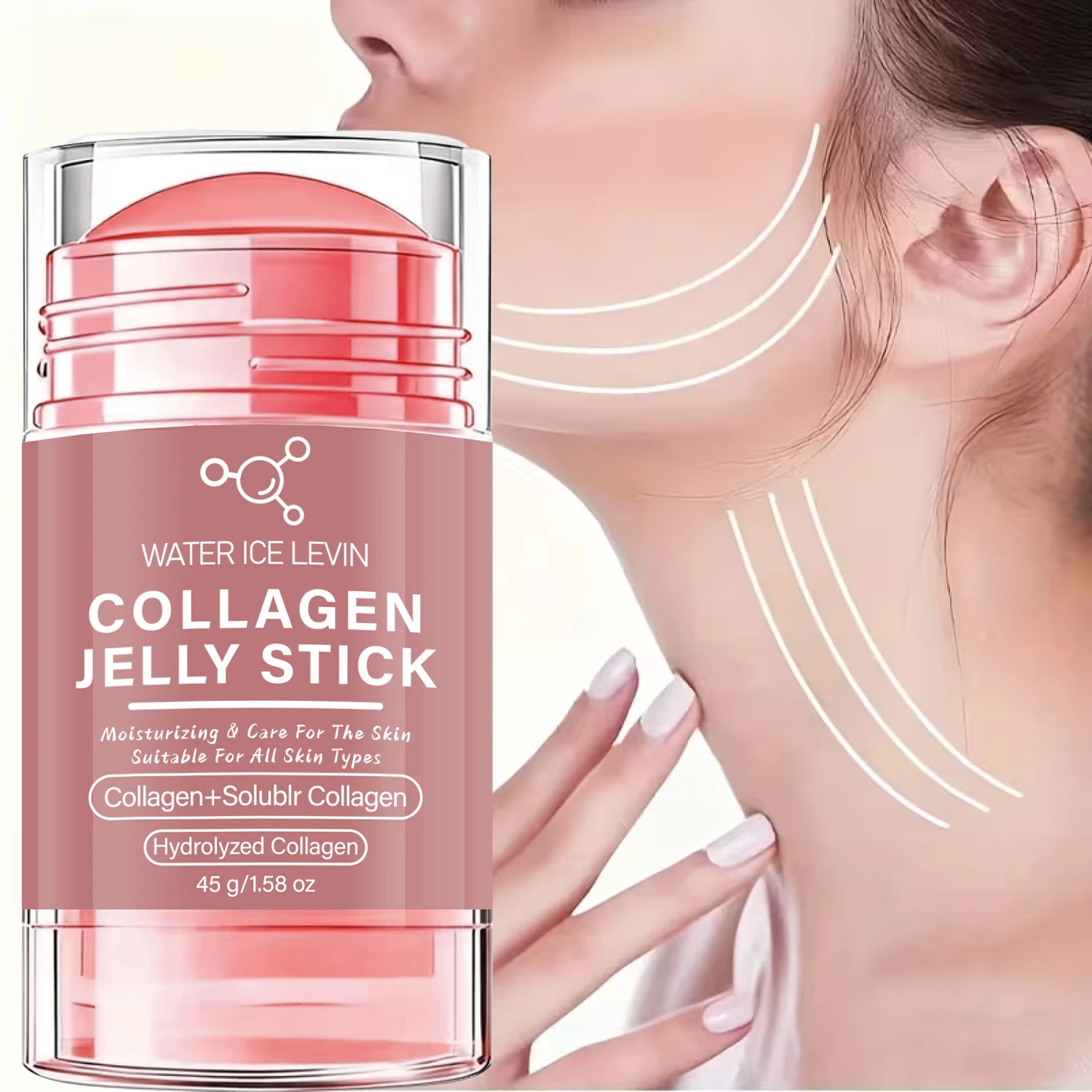 Collagen Jelly Stick 45g with Hyaluronic Acid & Vitamin C - Moisturizing Firming Facial Stick for All Skin Types