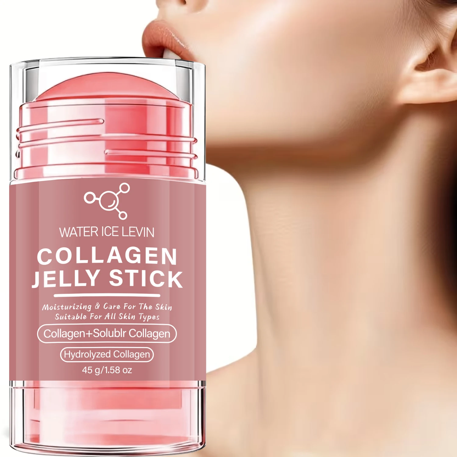 Collagen Jelly Stick 45g with Hyaluronic Acid & Vitamin C - Moisturizing Firming Facial Stick for All Skin Types