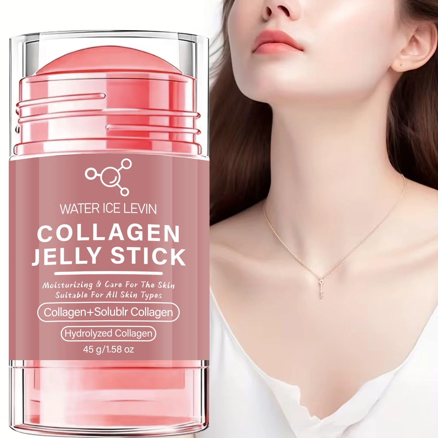 Collagen Jelly Stick 45g with Hyaluronic Acid & Vitamin C - Moisturizing Firming Facial Stick for All Skin Types