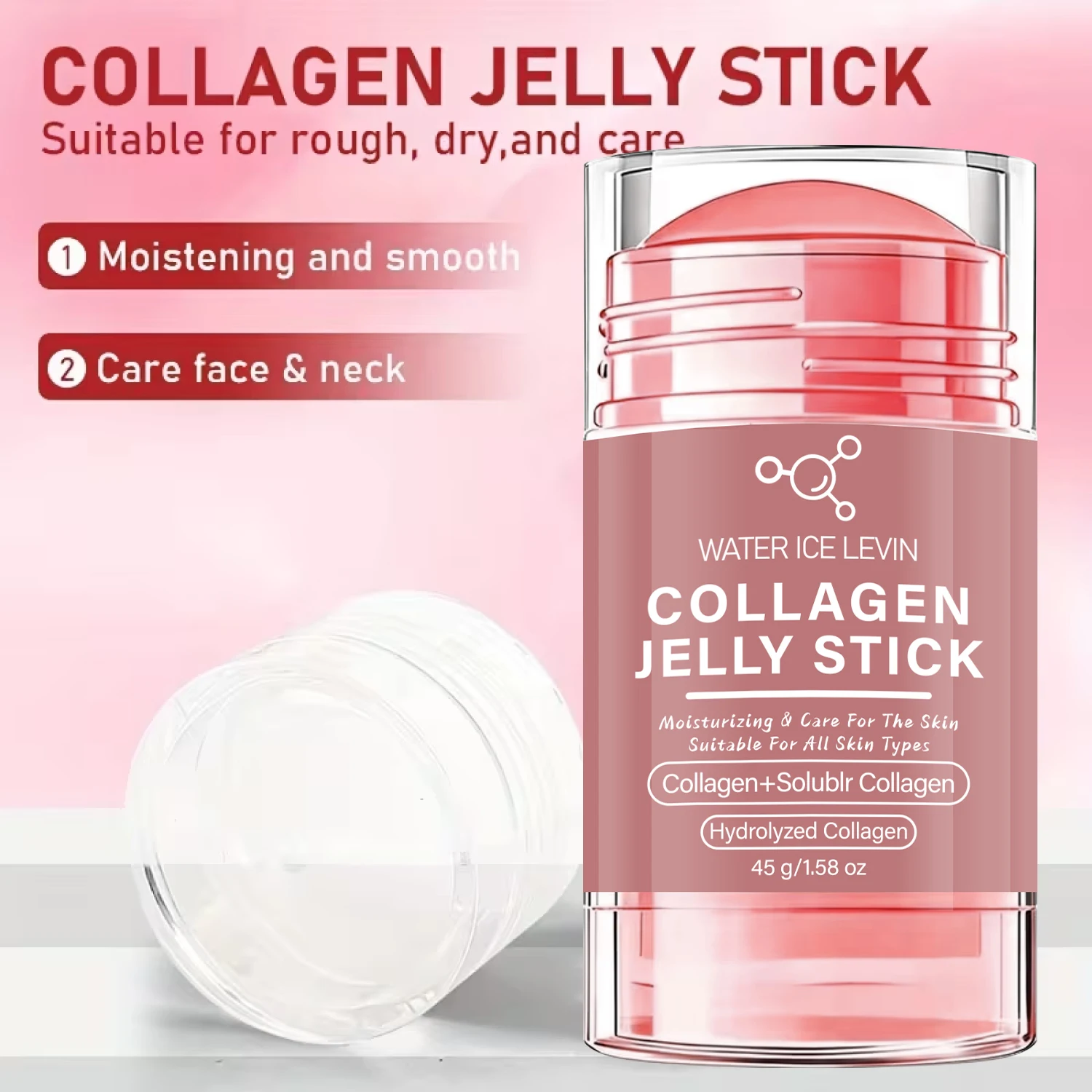 Collagen Jelly Stick 45g with Hyaluronic Acid & Vitamin C - Moisturizing Firming Facial Stick for All Skin Types
