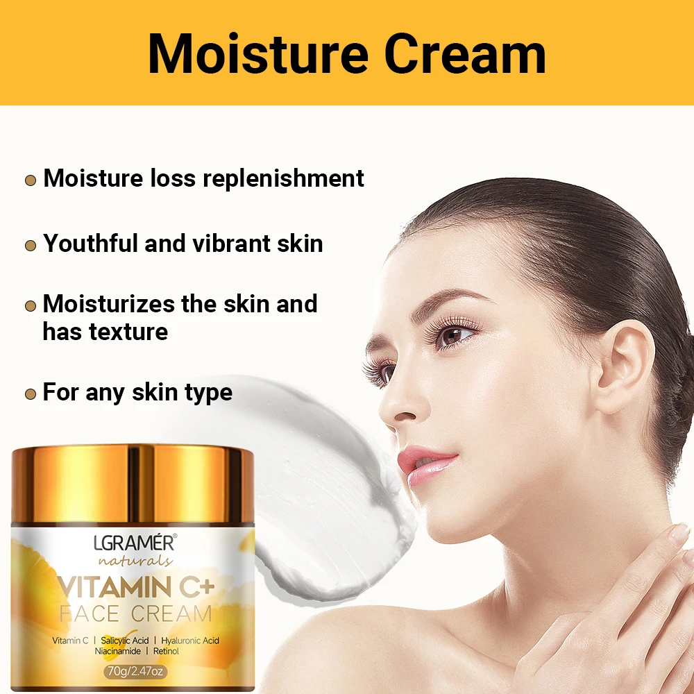 SUYARUN Hyaluronic Acid & Honey Vitamin C Face Cream - Brightening Anti-Aging Moisturizer, Hydrating Day/Night Cream for Skin.