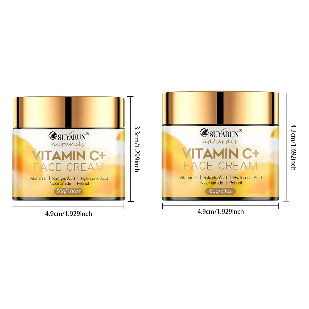 SUYARUN Hyaluronic Acid & Honey Vitamin C Face Cream - Brightening Anti-Aging Moisturizer, Hydrating Day/Night Cream for Skin.