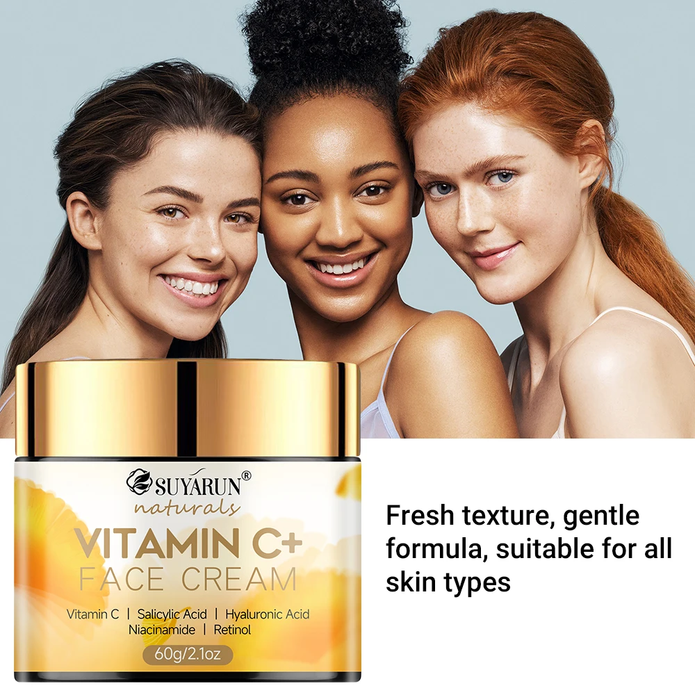SUYARUN Hyaluronic Acid & Honey Vitamin C Face Cream - Brightening Anti-Aging Moisturizer, Hydrating Day/Night Cream for Skin.