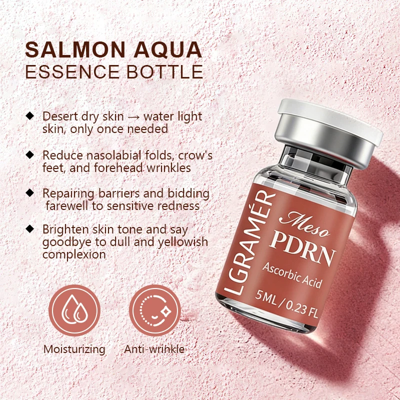 PDRN Salmon DNA Serum for Facial Hydro Glow Vitamin C Skin Booster Brighten Korean Skincare Hydration 5ml*1/10 Ascorbic Acid
