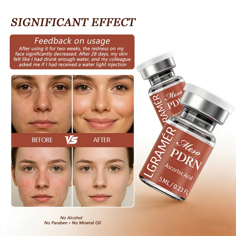 PDRN Salmon DNA Serum for Facial Hydro Glow Vitamin C Skin Booster Brighten Korean Skincare Hydration 5ml*1/10 Ascorbic Acid