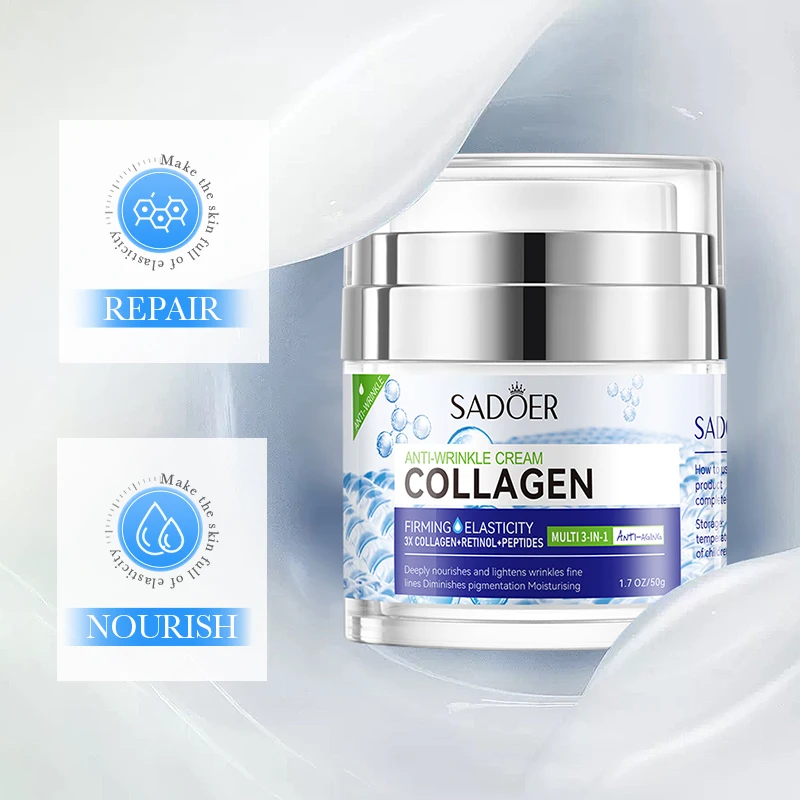 SADOER Vitamin C Collagen Face Cream Anti-aging Moisturizing Whitening Hydrating Facial Cream Day Creams Beauty Face Skin Care