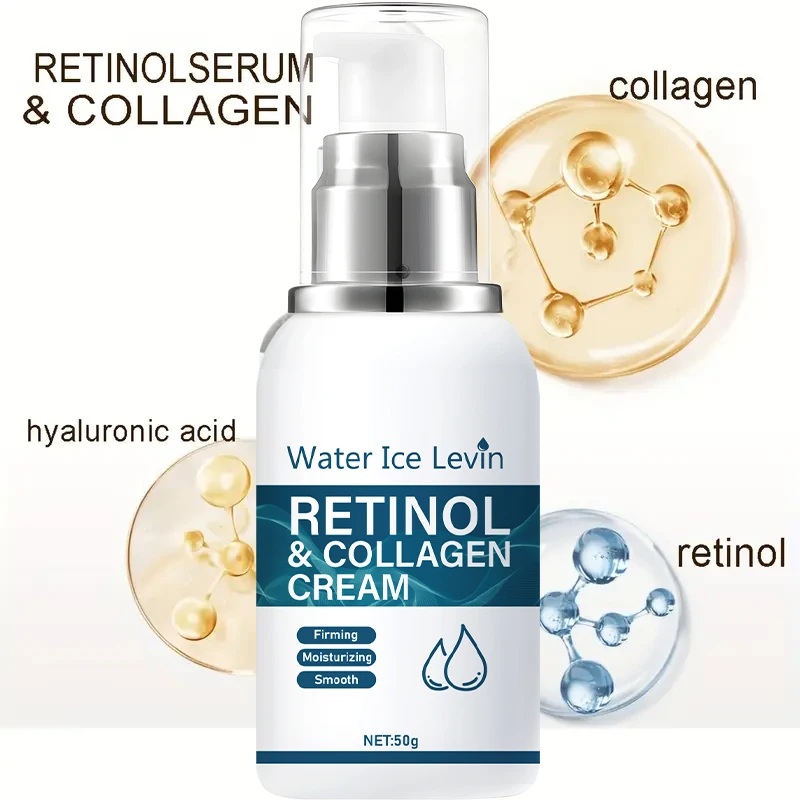 Retinol Collagen Cream, Deep Moisturizing and Firming Face Cream, Suitable for Sensitive Skin, Contains Vitamins A, B, C, and E, for a Clear and Radiant Complexion, Smooth and Soft Skin, for Day and Night Use, 50g