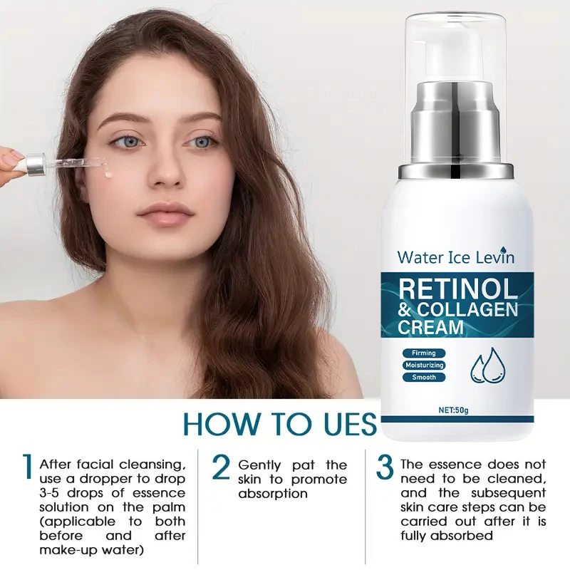 Retinol Collagen Cream, Deep Moisturizing and Firming Face Cream, Suitable for Sensitive Skin, Contains Vitamins A, B, C, and E, for a Clear and Radiant Complexion, Smooth and Soft Skin, for Day and Night Use, 50g