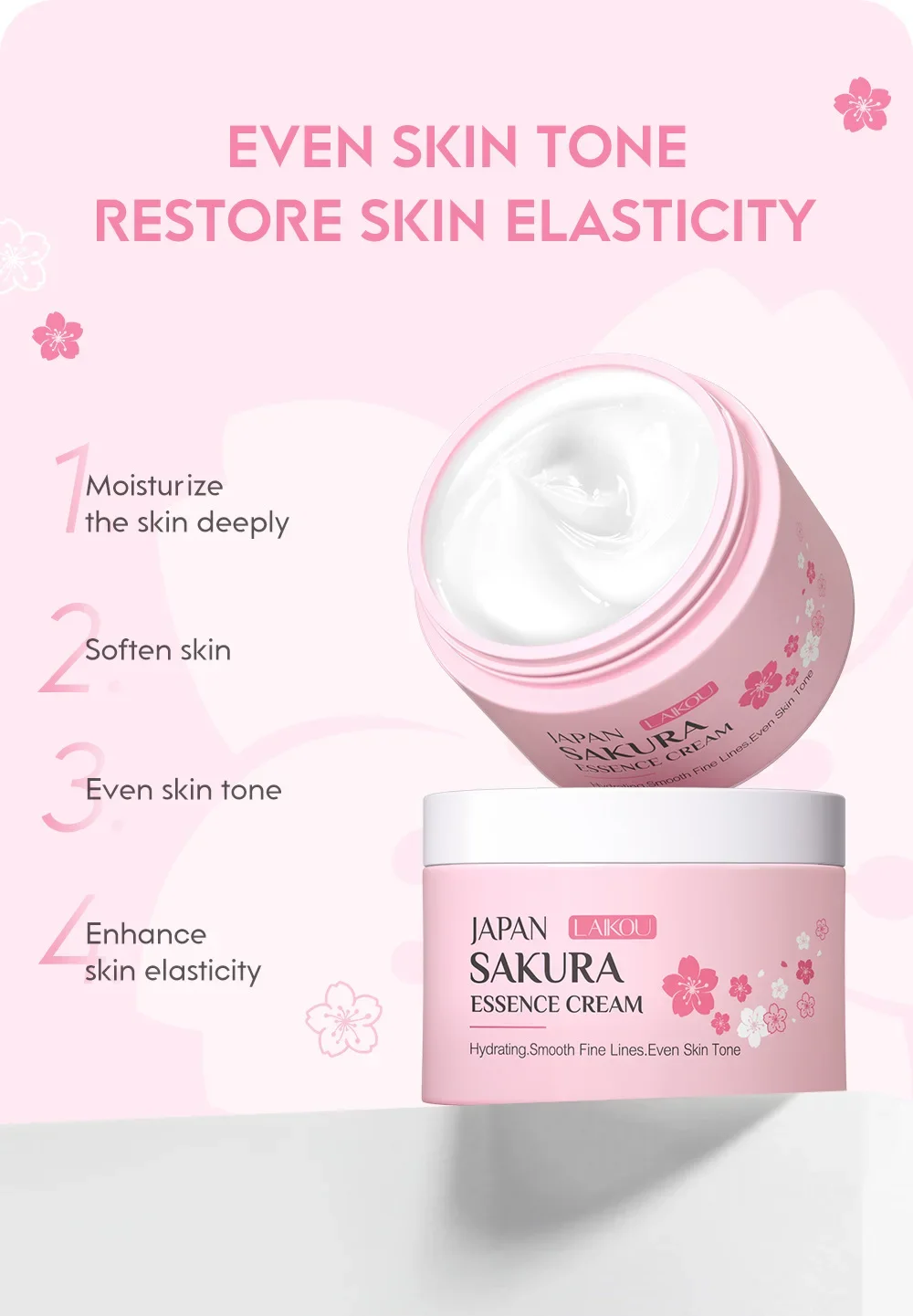 LAIKOU Japan Sakura Essence Cream Hydrating Smooth Fine Lines Even Skin Tone Moisturizing Face Cream Skin Care 25/60g