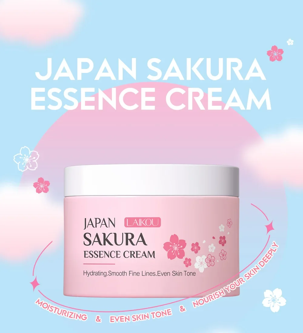 LAIKOU Japan Sakura Essence Cream Hydrating Smooth Fine Lines Even Skin Tone Moisturizing Face Cream Skin Care 25/60g