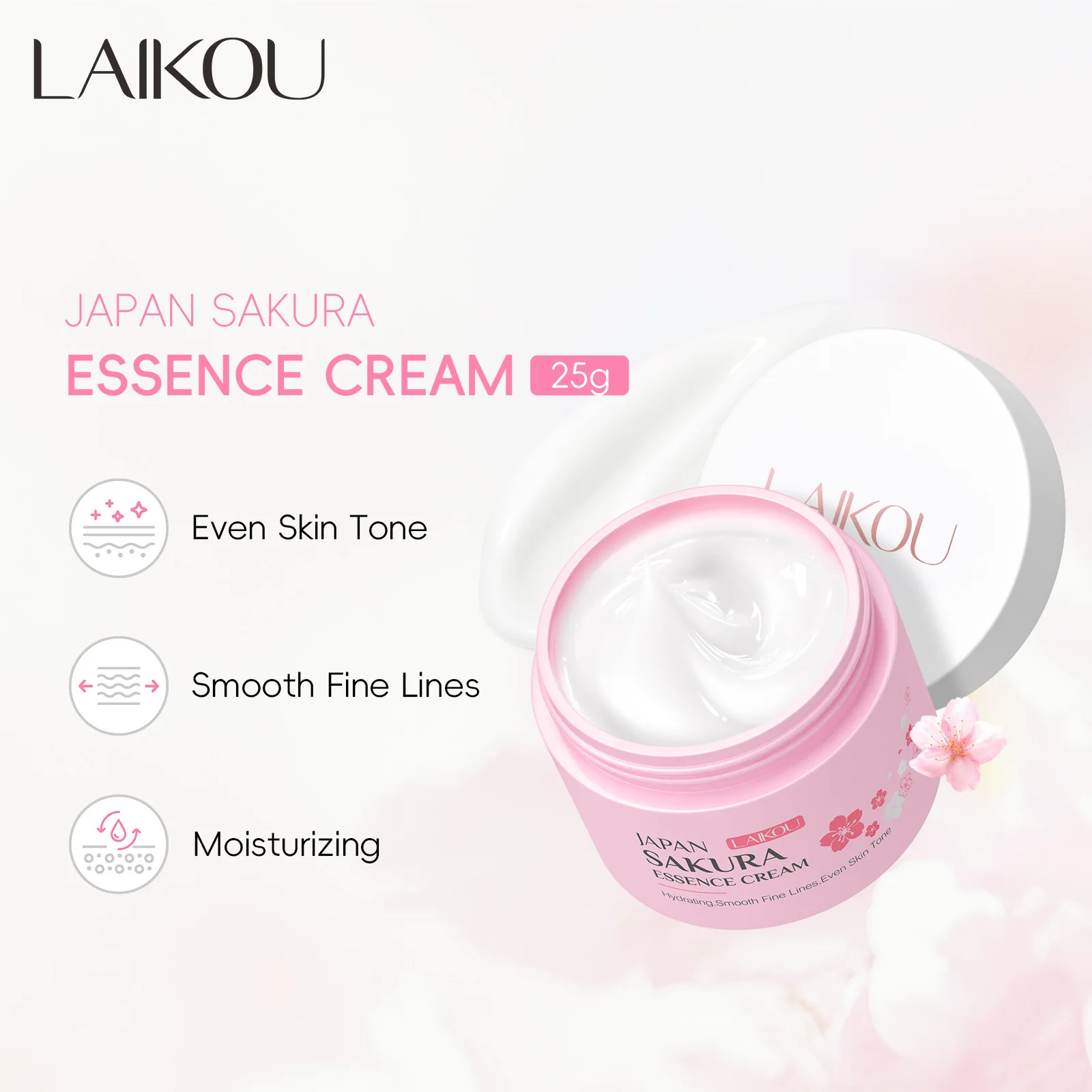 LAIKOU Japan Sakura Essence Cream Hydrating Smooth Fine Lines Even Skin Tone Moisturizing Face Cream Skin Care 25/60g