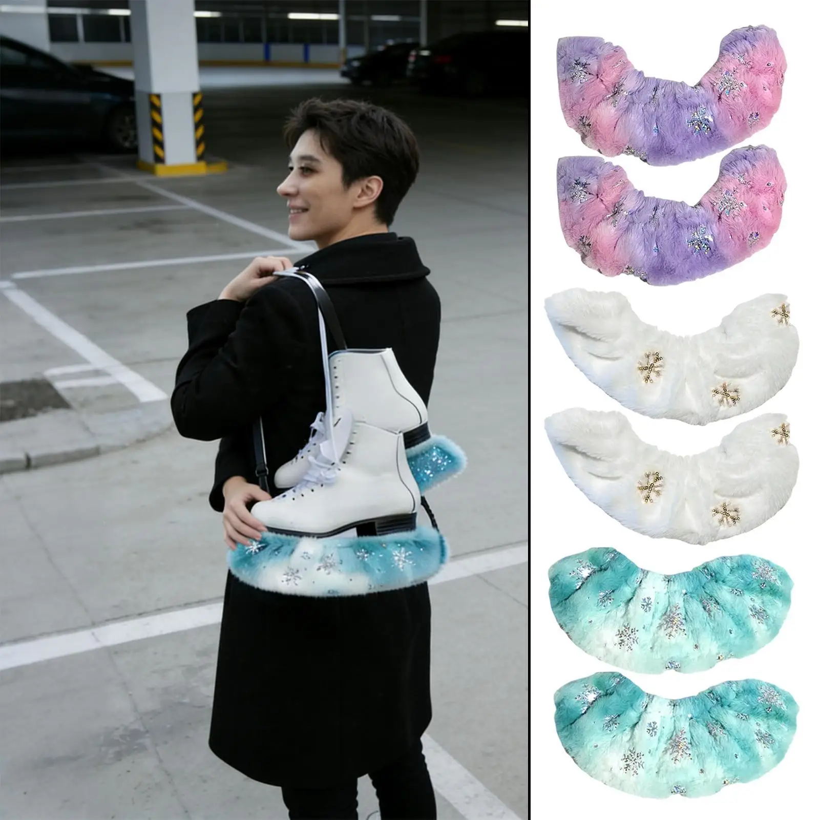 Ice Skate Guards Moisture-Wicking Soft Flannel Hockey Figure Accessories Figure Skate Guards for Boys Youth Women Men Adults