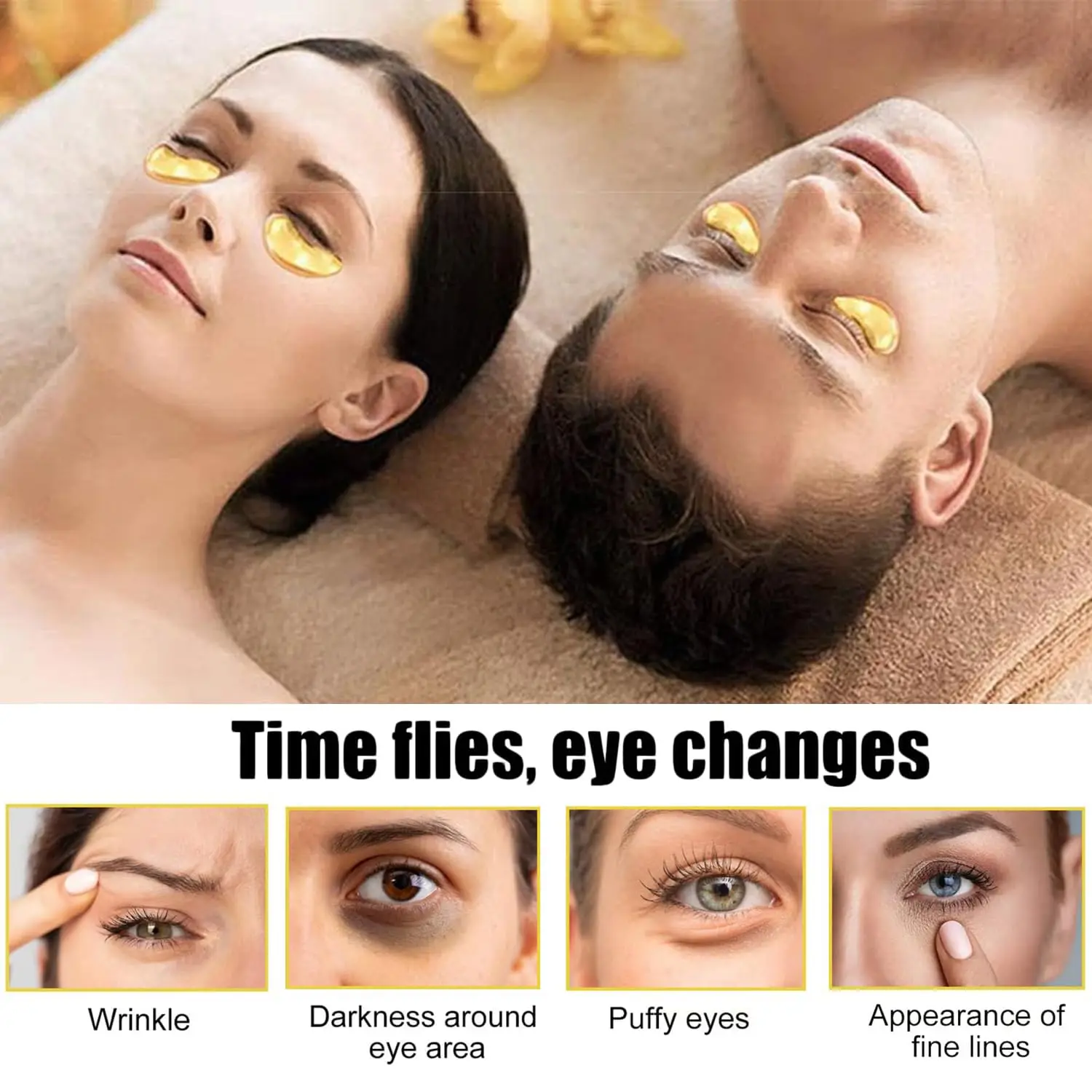 30 Pairs Lip Mask & Eye Mask, 24K Gold Crystal Gel Collagen Patches for Moisturizing and Anti-Aging, Perfect as Party Favors and