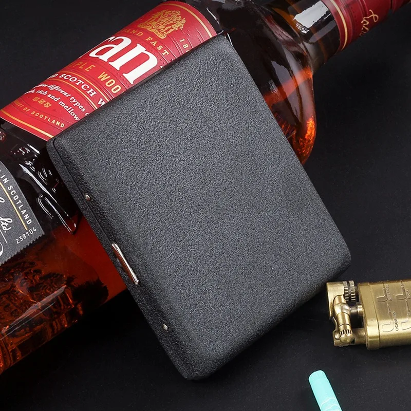 20 pack Black Frosted Metal Cigarette Box Portable waterproof Cigarette case Iron clip Resistant to Pressure Moisture Smoke Tool