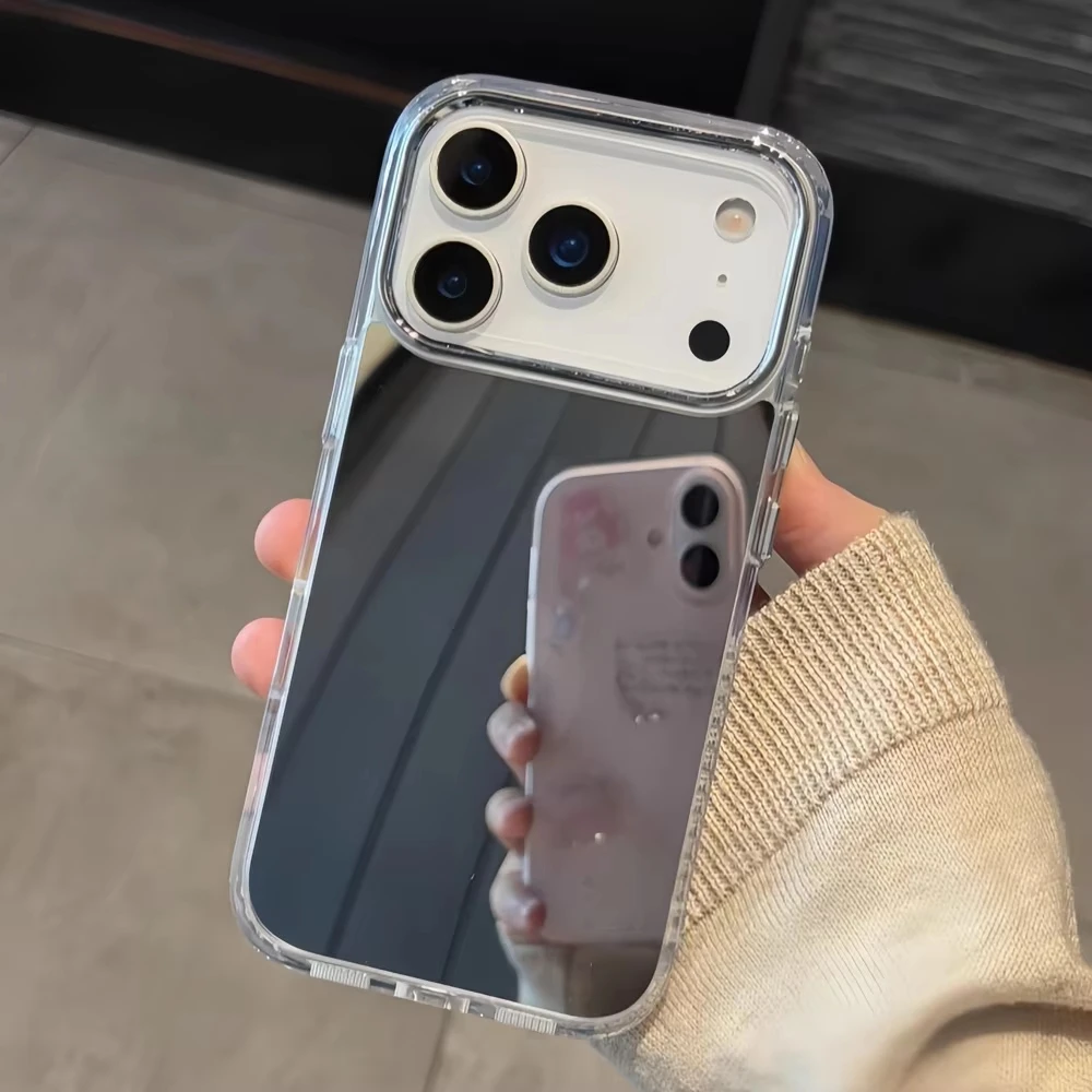 Luxury Acrylic Makeup Mirror Phone Case For iPhone 17 Pro Max 16 15 14 13 12 11 Pro Max XS X XR 16 Plus Plating Shockproof Cover