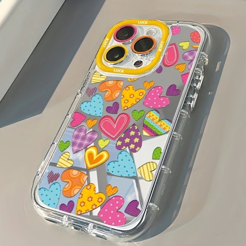 Vibrant Heart Makeup Mirror Design Phone Case For iPhone 17 Pro Max 17 Air 15 16 14 13 12 11 Plus 7 8 XR XS X  Fashion Cover