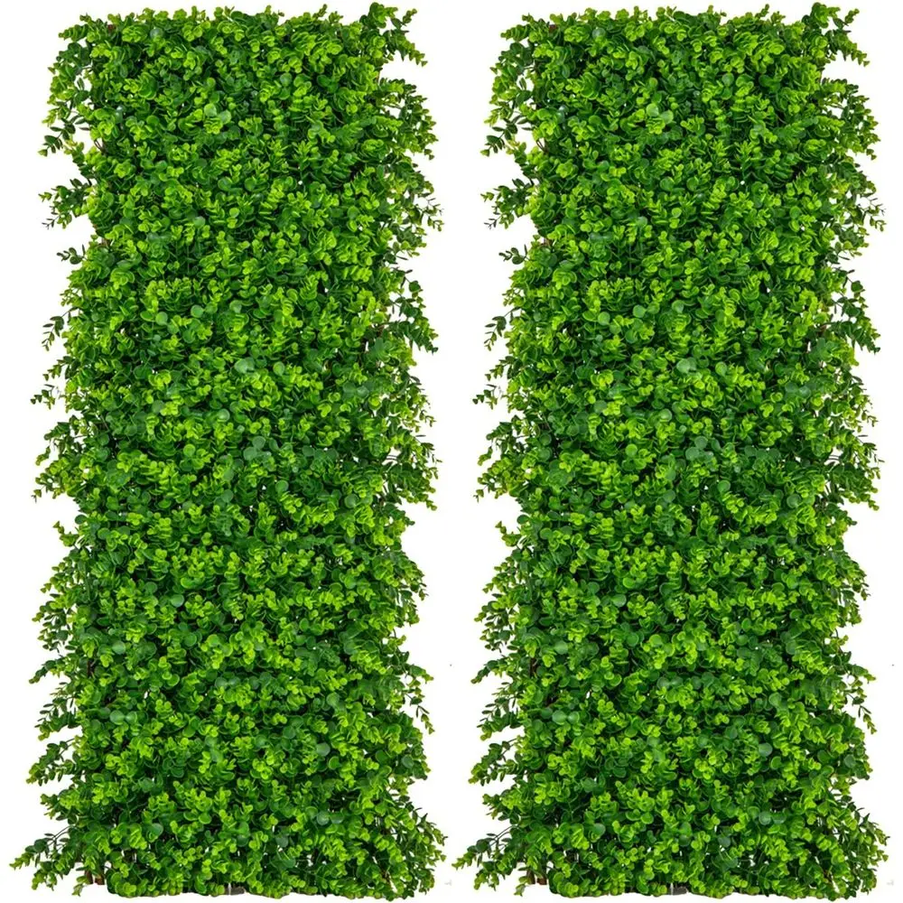 Expandable Privacy Screen, Decorative Green Eucalyptus Panel for Indoor Outdoor Use, Sun-Protective Hedge for Home, Balcony, and