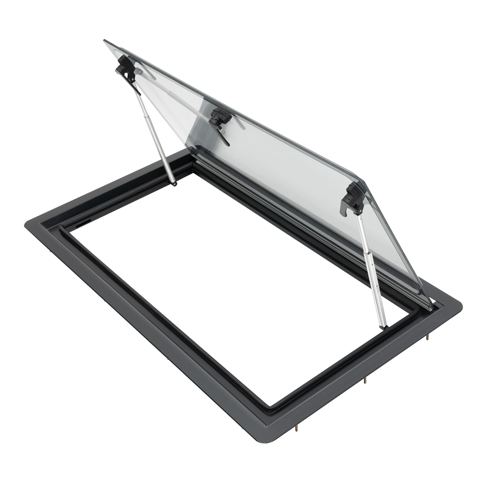 Caravan Ventilation Window 900x500mm Outswing RV Window Double Acrylic w/ Sunscreen Black Frame for Motorhome Camper Van Upgrade