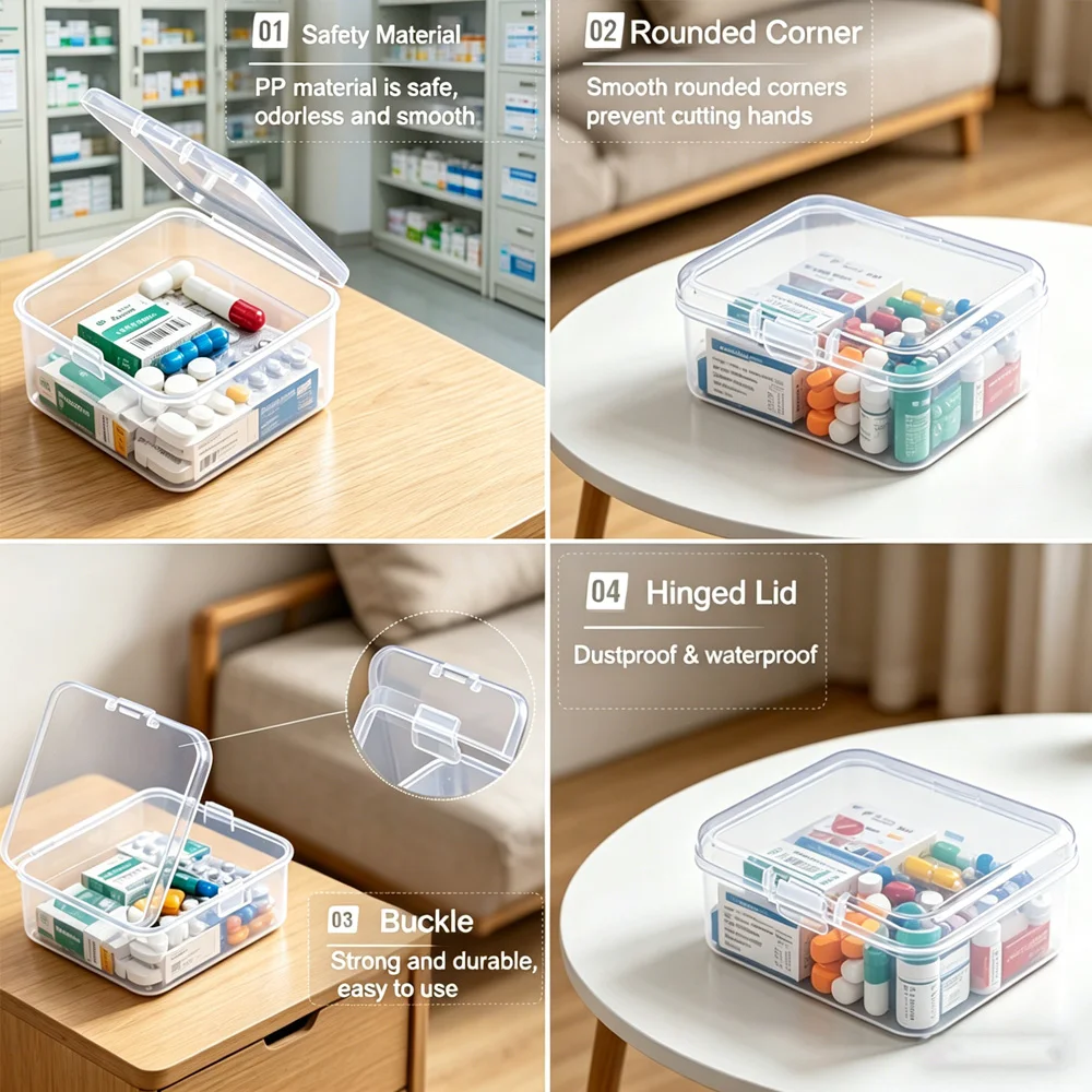 Multifunctional Desktop Organizer Box with Multiple Independent Compartments for Pills Jewelry Small Gadgets