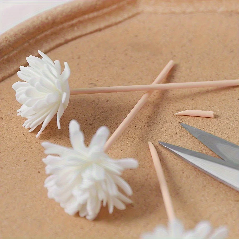 10pcs aroma diffusing stick and white foam flower combination, aromatherapy flower diffusing stick, fiber stick essential