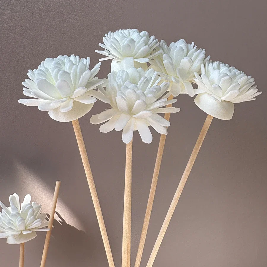10pcs aroma diffusing stick and white foam flower combination, aromatherapy flower diffusing stick, fiber stick essential