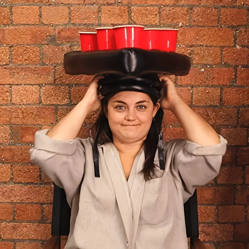 Inflatable Triangle Hat for Ping Pong Toss Game Fun Tossing Props Inflatable Beer Soda Drink Cup Holder Exciting Party Toys