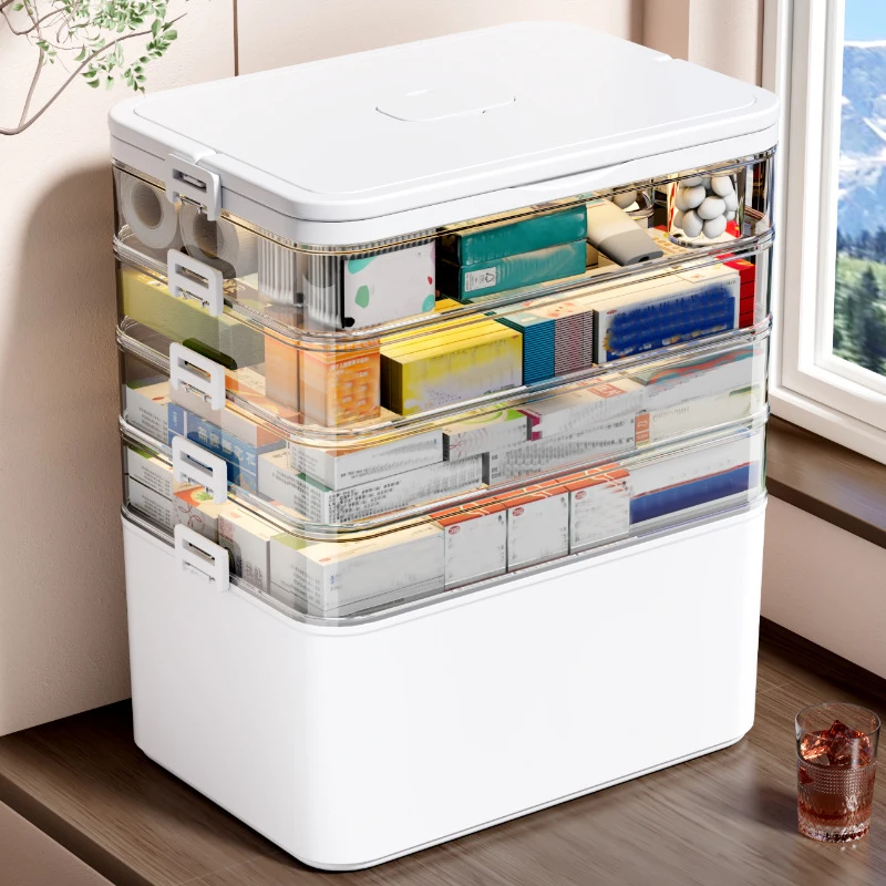 Multifunctional Multi-Layer Storage Box with Handle, Large/Extra-Large Size - for Stationery Storage, Sewing Supplies Storage, Office Supplies, Durable Waterproof Medicine Box/Medicine Case, Storage Box with Separate Small Medicine Boxes, Suitable for Hom